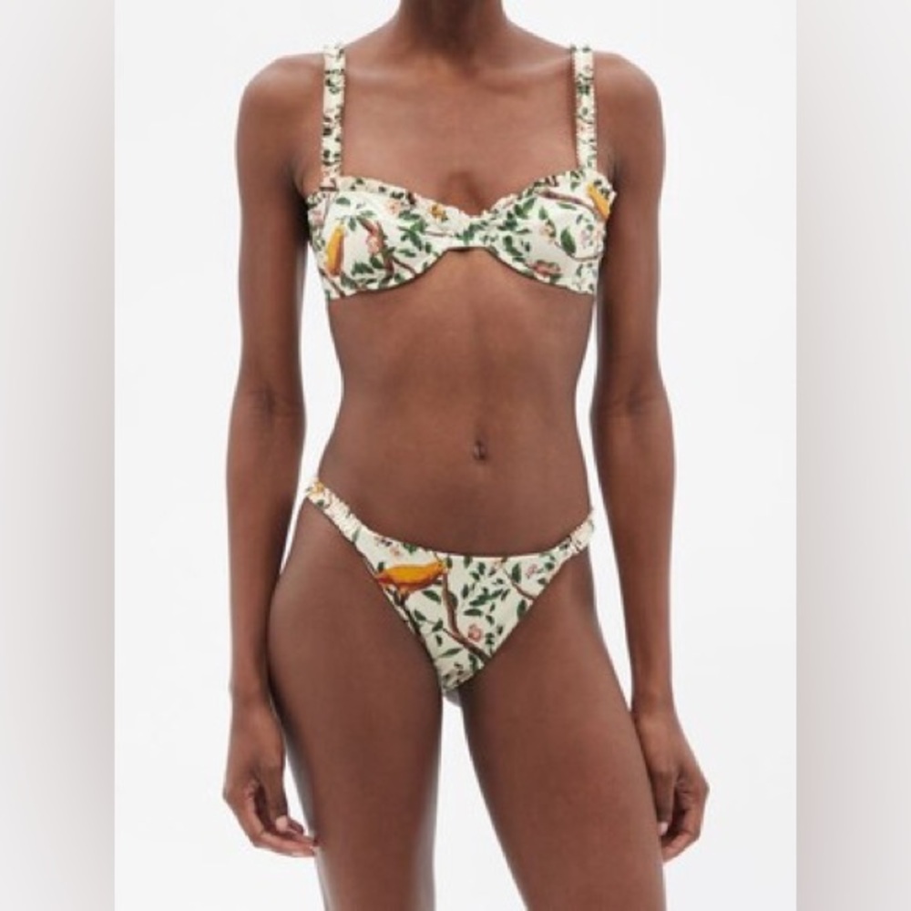 Agua by Agua Bendita Agraz Ruffled Canarios-Print Bikini Bottom